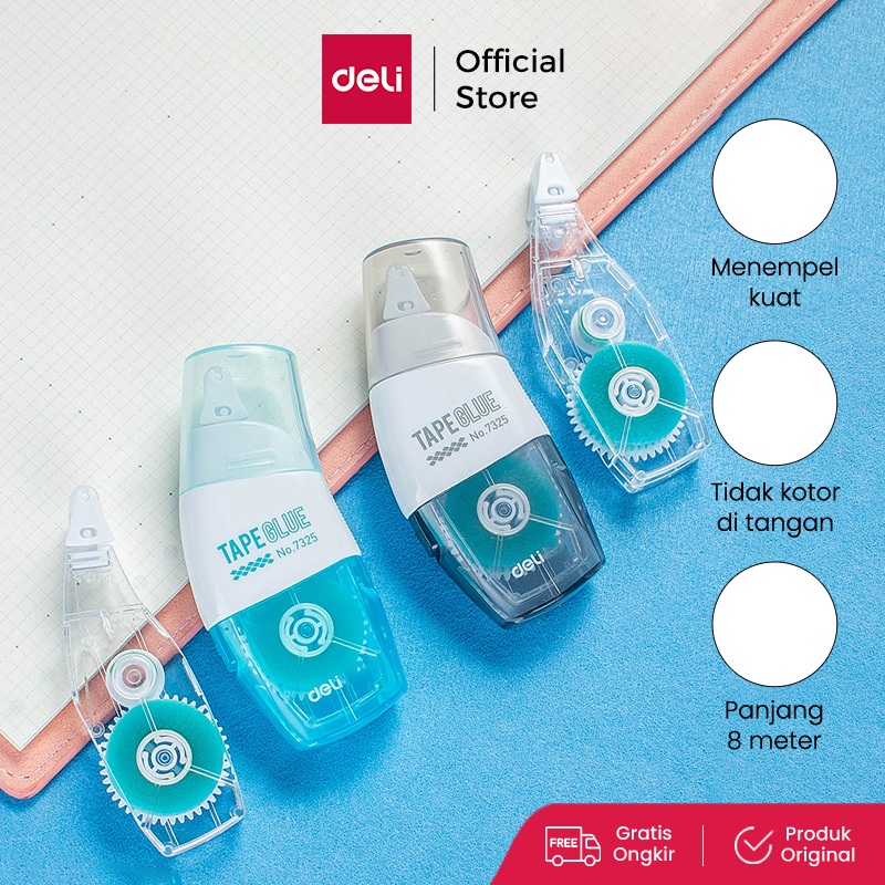 

Deli Adhesive Roller / Lem Kering Roll / Lem Roller 8 Meter Menempel Kuat Gratis Refill 7325