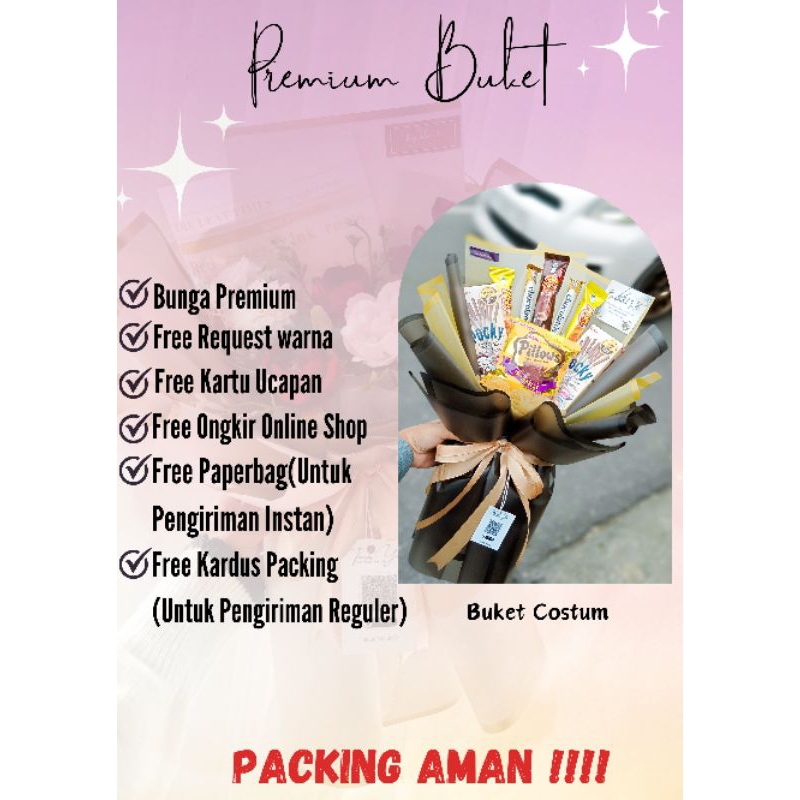 

Buket Snack cocok untuk kado wisuda/ Hari Special/ Dll (Free Costum)