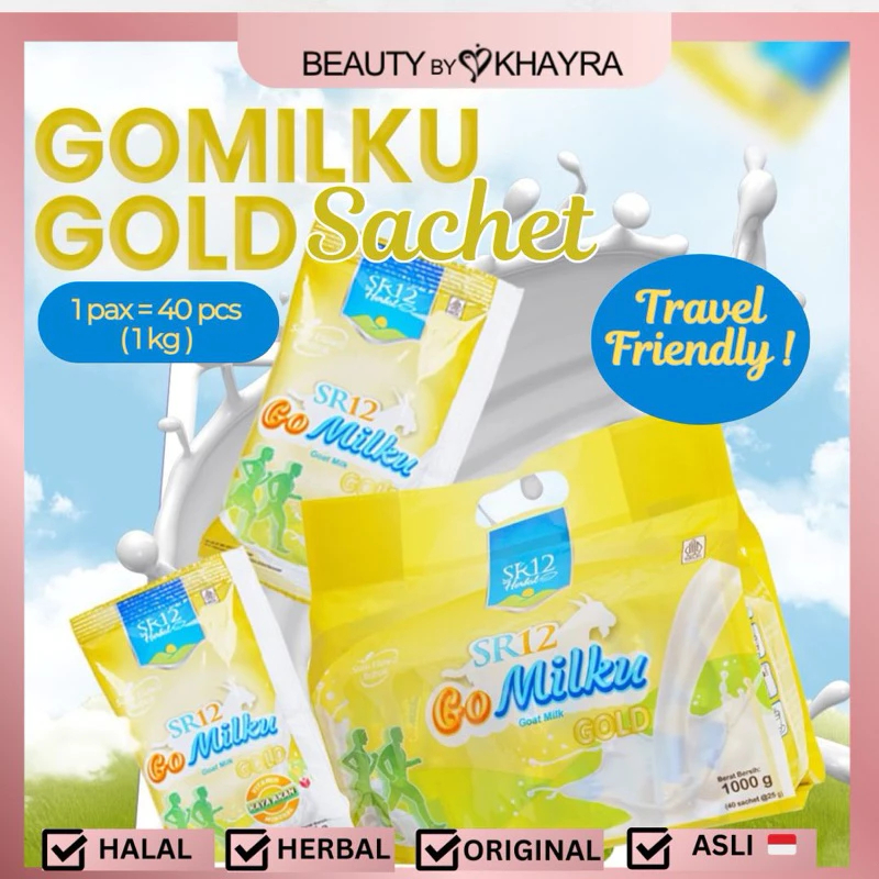 

GOMILKU GOLD SACHET 1.000 GRAM (isi 40 Sachet) | Susu kambing Etawa Premium | Untuk Tulang dan Sendi