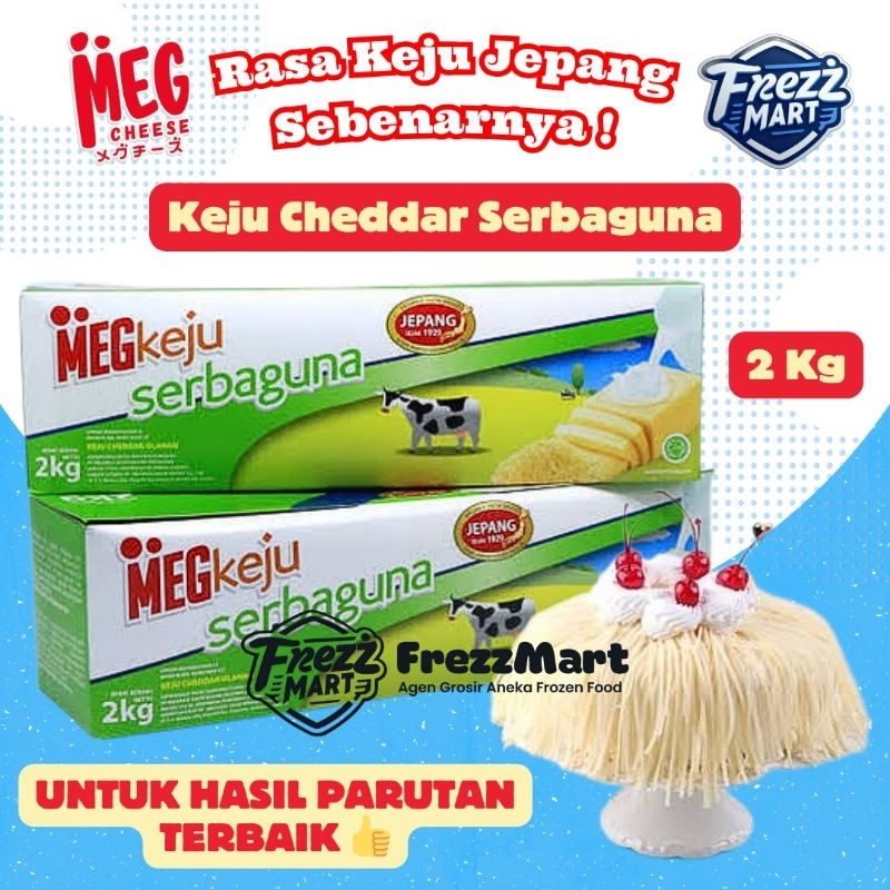 

MEG Cheese Serbaguna 2kg Keju Jepang Olahan Cheddar Parut Batang Balok Jumbo