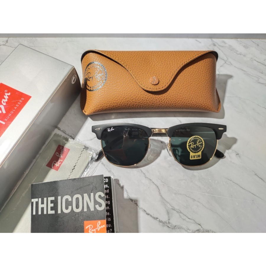 Kacamata Rayban Clubmaster 3016 Black Gold Original