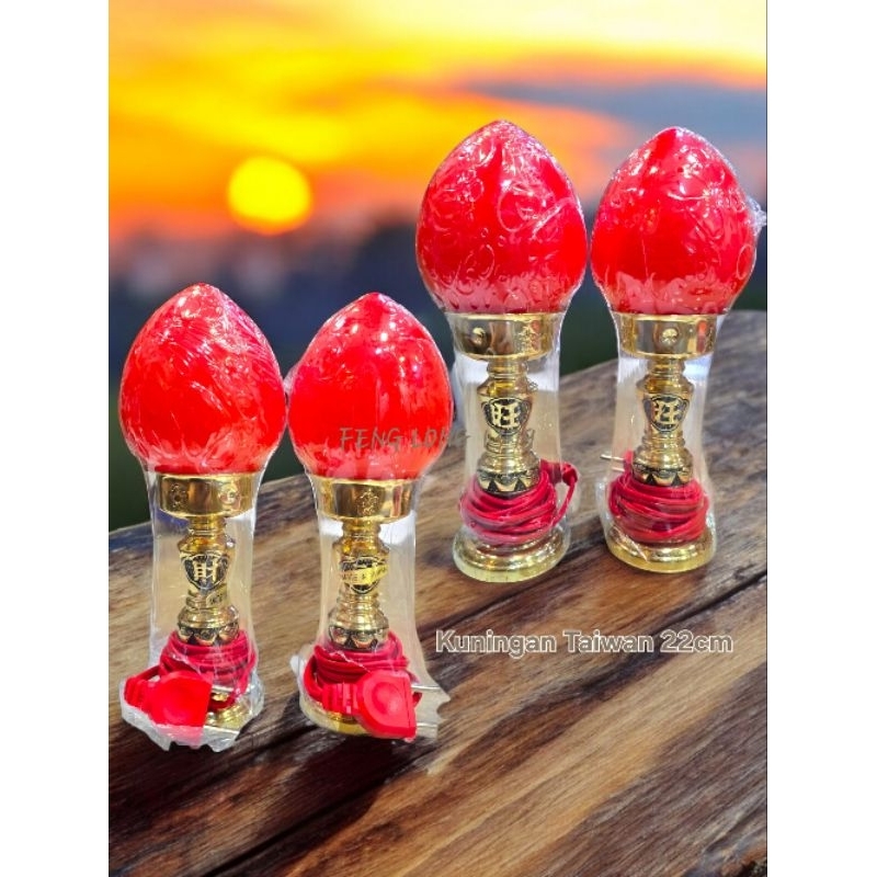 Lampu Altar Puja Sembahyang Buah Peach Kuningan Taiwan 20cm - 22cm