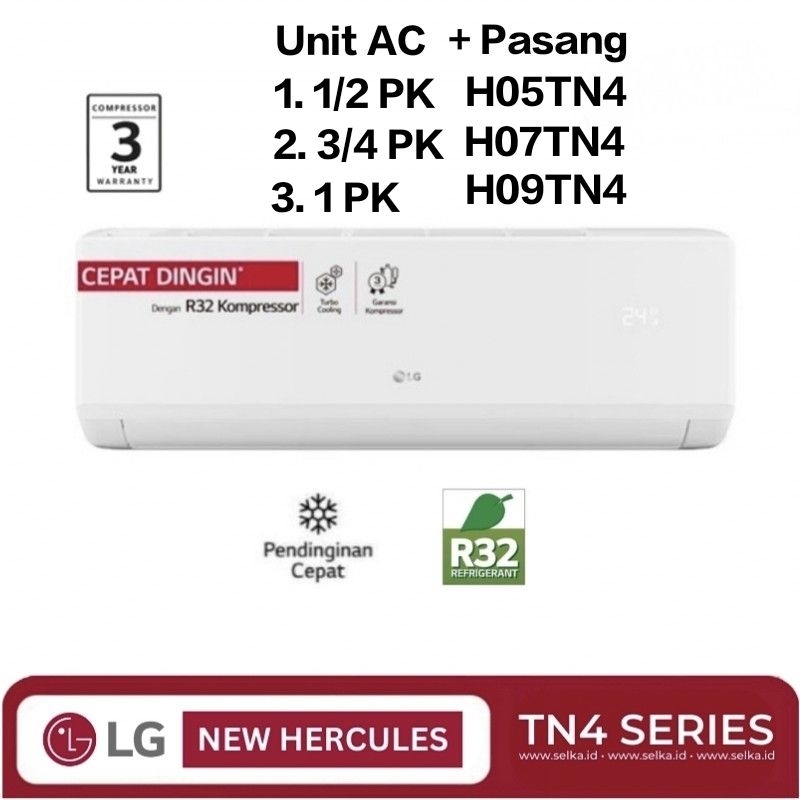 AC 1/2 PK LG Hercules Low Watt Plus Pasang 1/2 PK, 3/4 PK Dan 1 PK H05TN4/H07TN4/H09TN4