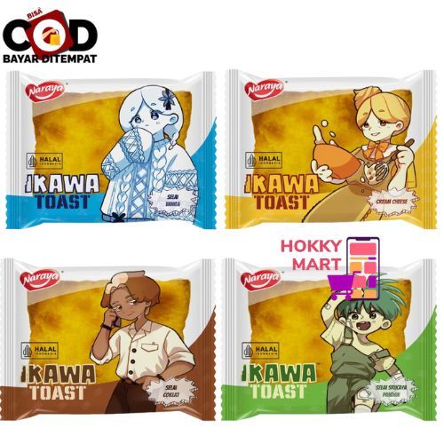 

[ HOKKY ] Naraya Ikawa Toast 60gr Roti Panggang Isi Cream Cheese Selai Cokelat Selai Vanila Selai Srikaya Pandan Snack Cemilan Enak Snack BPOM HALAL