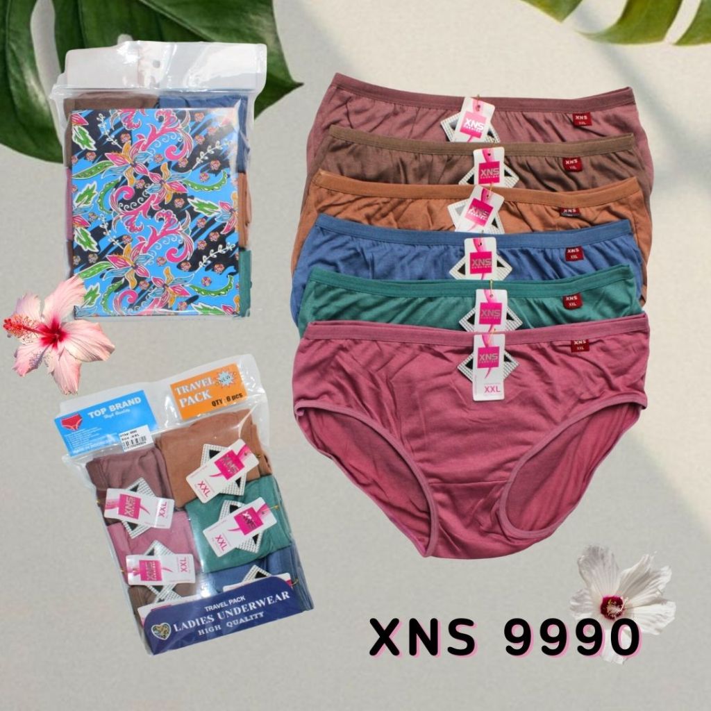 (6 Pcs) CELANA DALAM WANITA XNS CD PEREMPUAN KATUN TRAVEL PACK ISI 6 Pcs XNS-9990