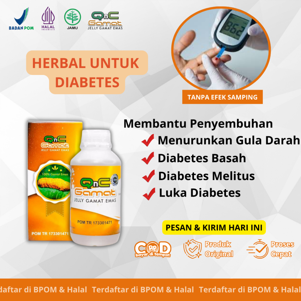QNC Jelly Gamat Obat Penyembuhan Diabetes, Luka Diabetes, Untuk Diabetes Kering & Basah