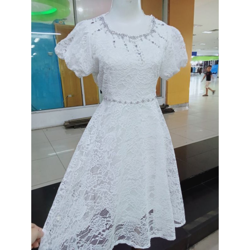 MIDI DRESS FULL BROKAT GLITER MIX MUTIARA PAYET LENGAN 3/4 WARNA HIJAU LEMON DAN HIJAU LUMUT ARMY PU