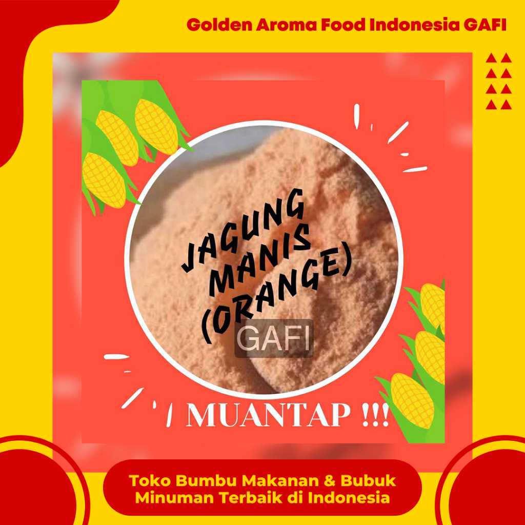 

GAFI Food Bumbu Tabur Rasa Jagung Manis Orange 1 kg Enak Murah Lezat Gurih, Orange Sweet Corn Flavor Seasoning Powder 1kg
