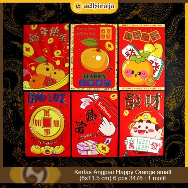 

Kertas Angpao happy orange small (8x11.5 cm) 6 pcs 3478 - 6 motif