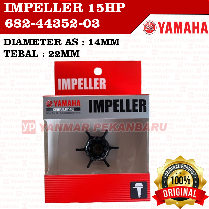 15HP IMPELLER KARET KIPAS POMPA AIR 682-44352-01 MESIN TEMPEL YAMAHA SPEED BOAT 15PK ORIGINAL ASLI
