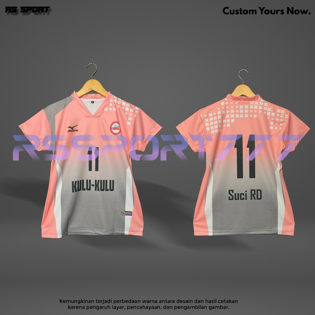 RS Sport Jersey Voli Cewek Pink Abu