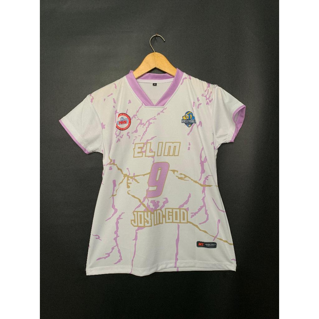 RS Sport Jersey Voli Cewek Putih Pink Garis