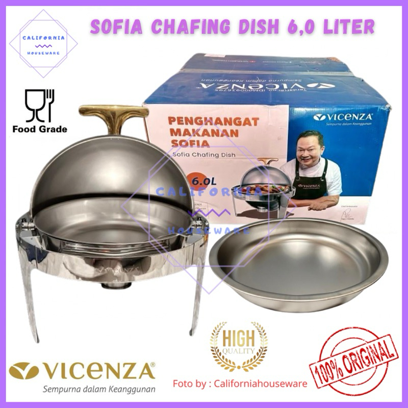 Roll Top Chafing Dish Sofia 6.0 Liter VICENZA / Round Chafing Dish VICENZA VCF01 / Sofia Chafing Dis