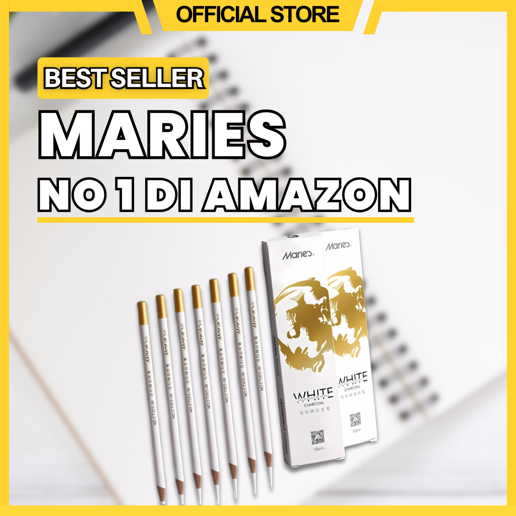 

Maries White Charcoal Pencils Sketching Drawing - Pensil Arang Putih 4mm - Pencil Sketsa Highlighting Gambar (satuan)