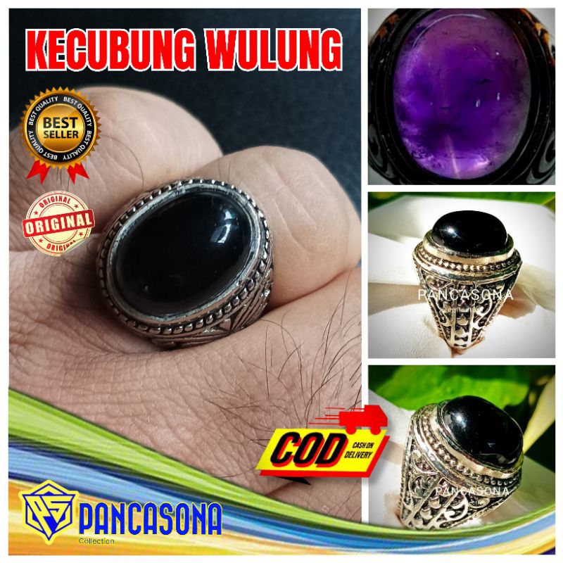 CINCIN KECUBUNG WULUNG NATURAL CRYSTAL HITAM TEMBUS UNGU