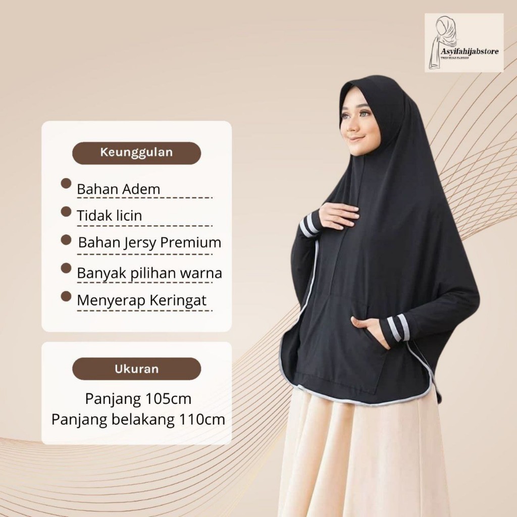 JILBAB KHIMAR BERGO LENGAN KANAYA SAKU / HIJAB JUMBO XXL / KHIMAR SYARI BAHAN JERSY SUPER PREMIUM