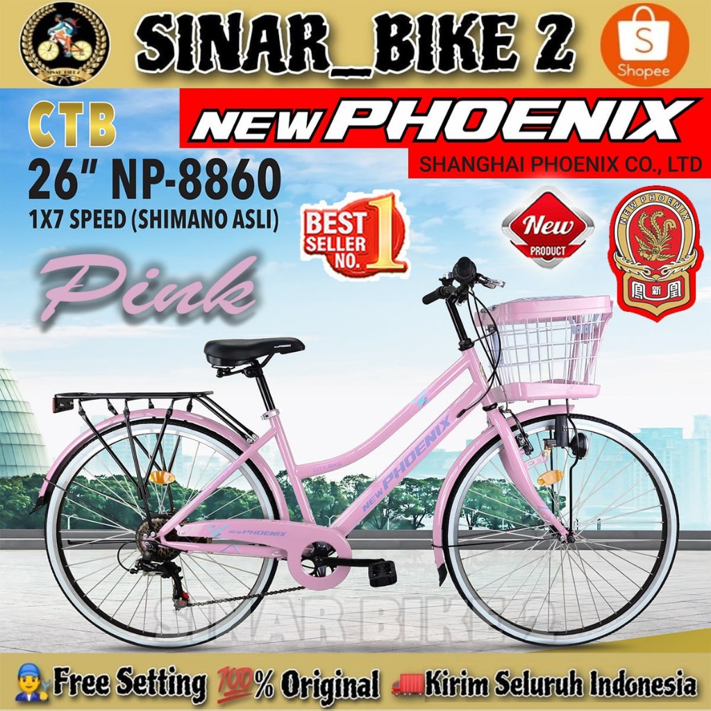 Sepeda Keranjang Dewasa Phoenix NP-8860 // NP-8860 AT // NP 8860 NEW Ukuran 26 Inch 7 Speed Shimano 