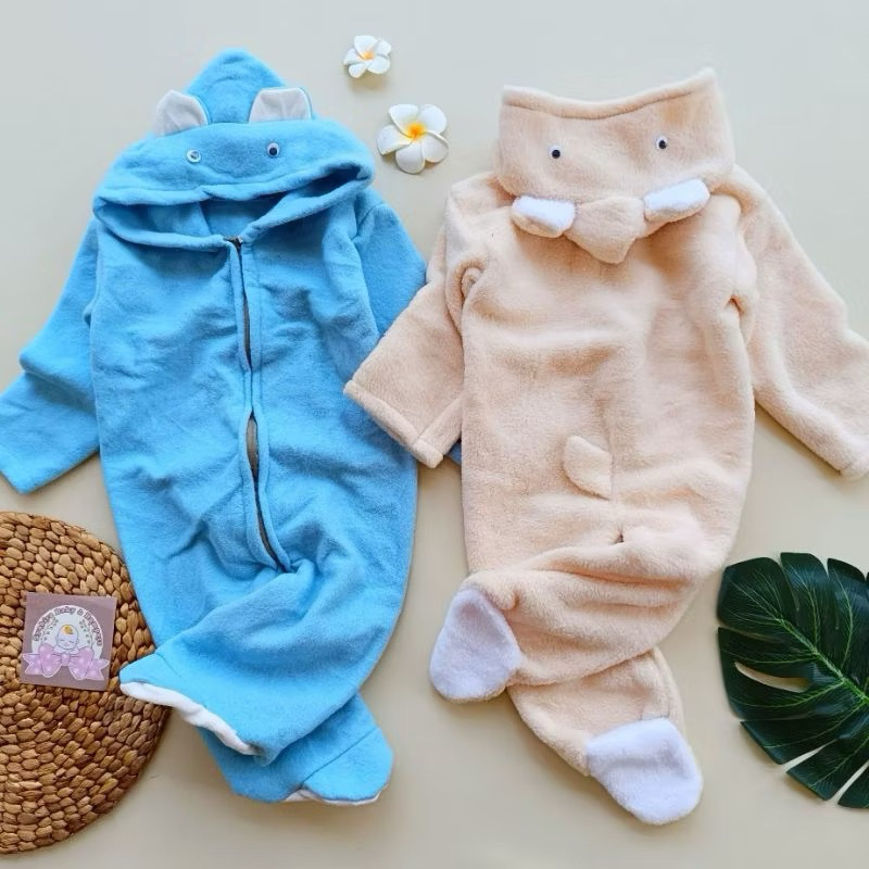 SLEEPSUIT BULU TEBAL / JUMPER BAYI BAJU BAYI LAKI LAKI PEREMPUAN NEWBORN 3-12 BULAN JUMPSUIT SLEEPSU