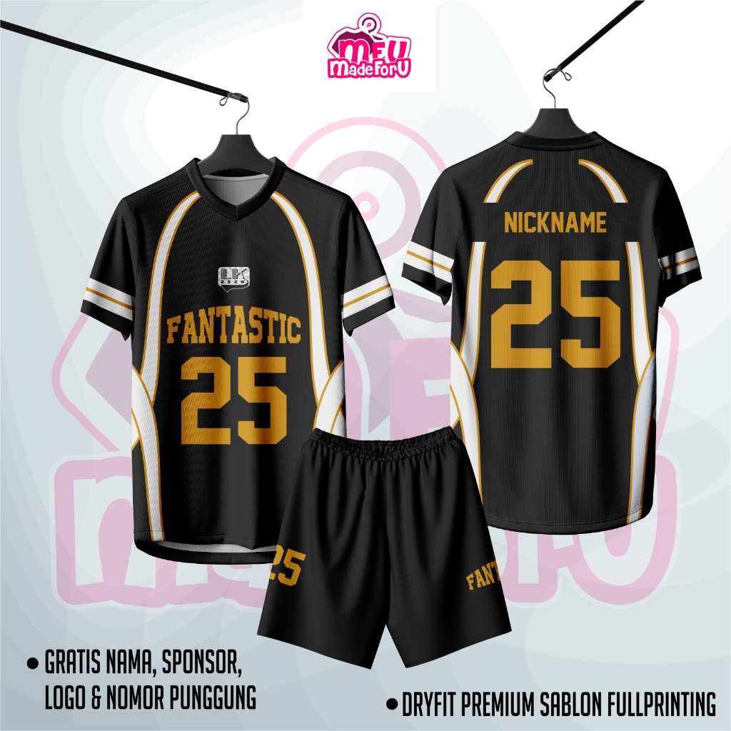 Jersey Baju Wanita/Pria FANTASTIC Special Edition BLACK CUSTOM SUKA SUKA DESAIN  Zumba, Badminton, T