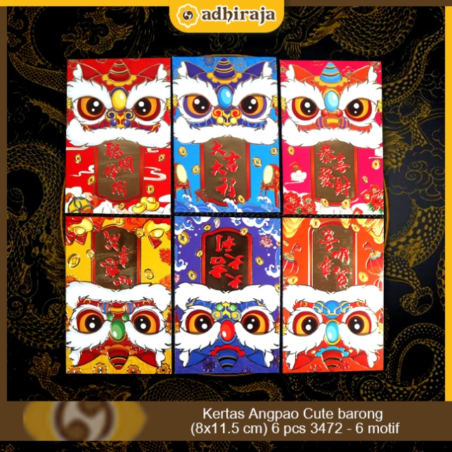 

Kertas Angpao Cute barong (8x11.5 cm) 6 pcs 3472 - 6 motif