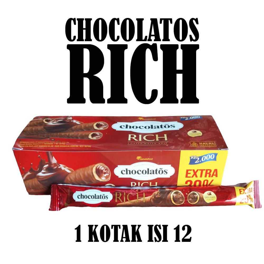 

CHOCOLATOS RICH WAFER ROLL COATED KOTAK ISI 12