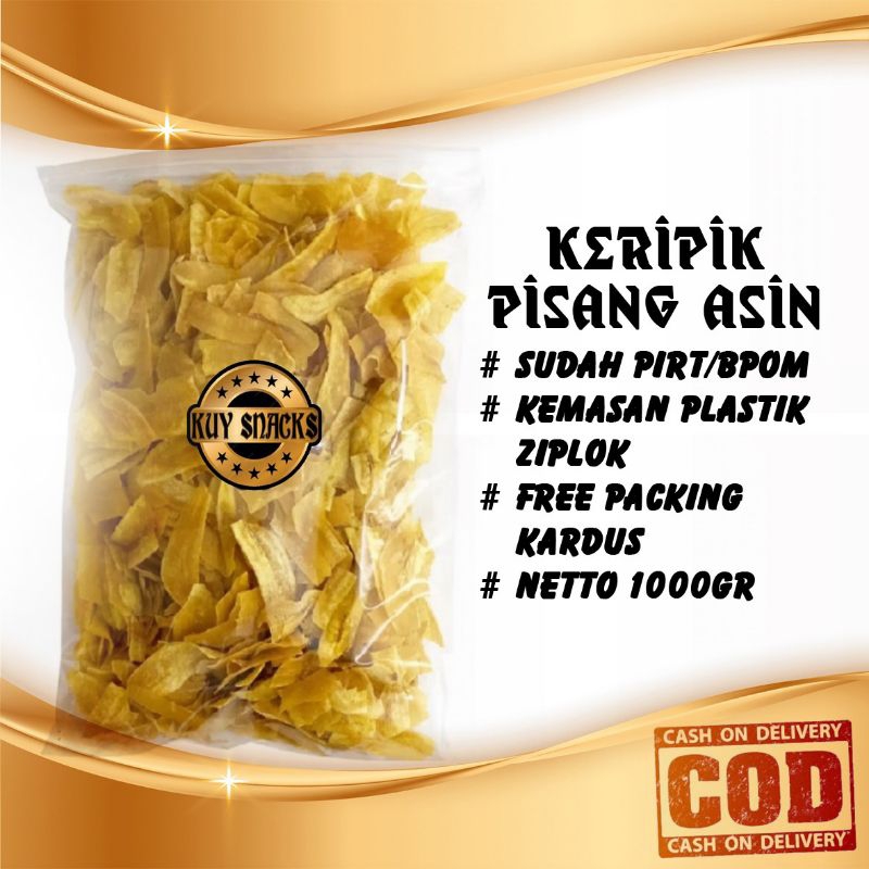 

{Kuy Snacks} keripik Pisang Asin Harga Grosir Berat Kemasan 500gr Dan 1000gr