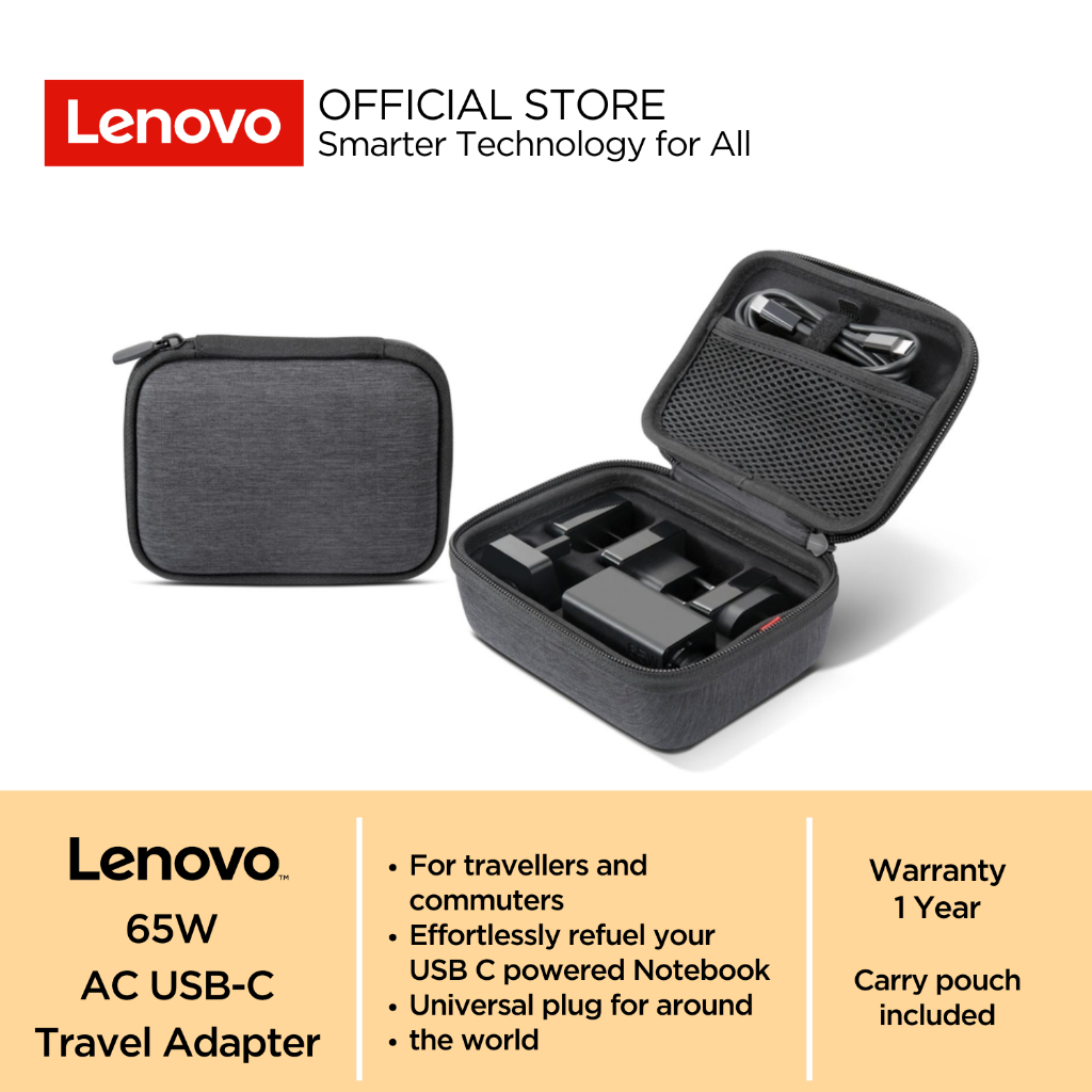 Lenovo 65W USB Type C AC Travel Adapter 40AW0065WW USB-C Adaptor Charger