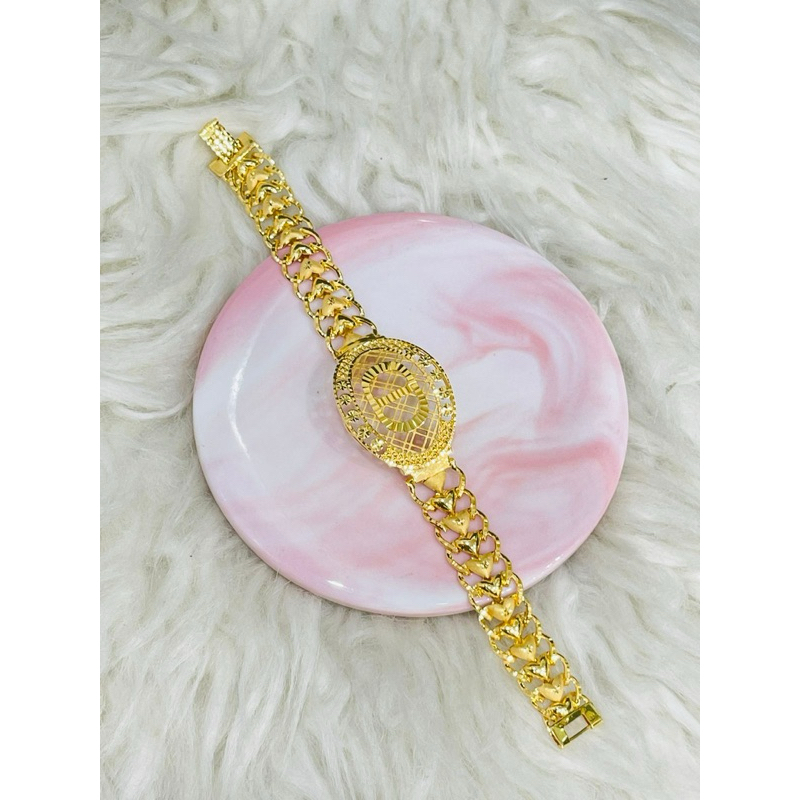 gelang jam tangan kerawang love kristal emas asli kadar 875