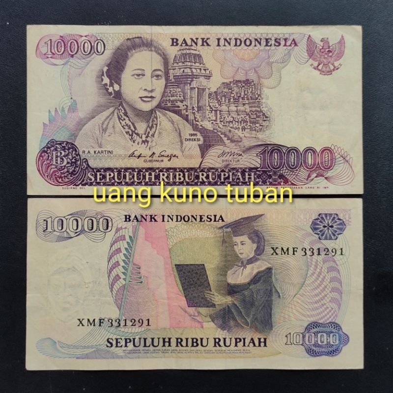 uang kuno 10.000 R.A.KARTINI. 10000 rupiah kartini tahun 1985