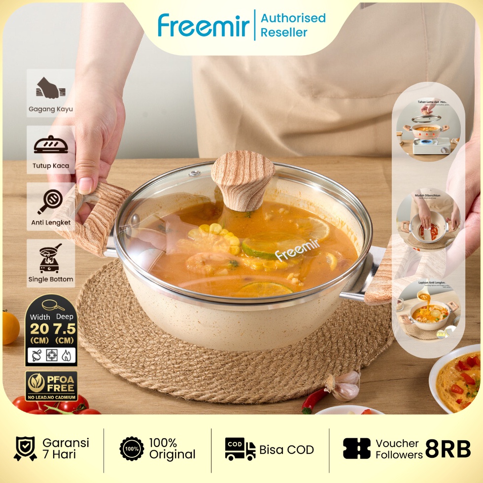 New Deal SPECIAL GRATIS PIRING 4PCS  freemir Wajan Panci 2 Cm Premium Anti Lengket Multifungsi  Tutu