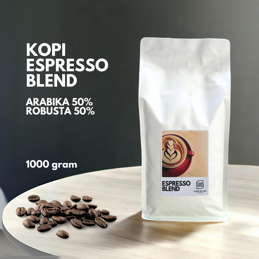 

Kopi espresso blend ( Arabika 50% Robusta 50% ) / House blend coffee /1000 gram / 1 kg / biji atau bubuk