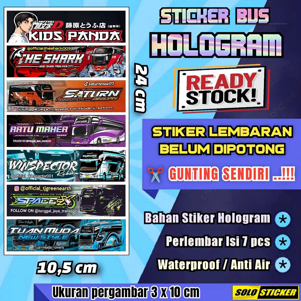 

Stiker Bus Panjang Hologram Lembaran Isi 7pc