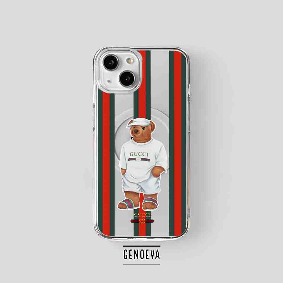 Clear Case Hybrid Crystal Case for iPhone 15 14 13 12 Mini 11 Pro Max 16 XS MAX GUCCI Bear