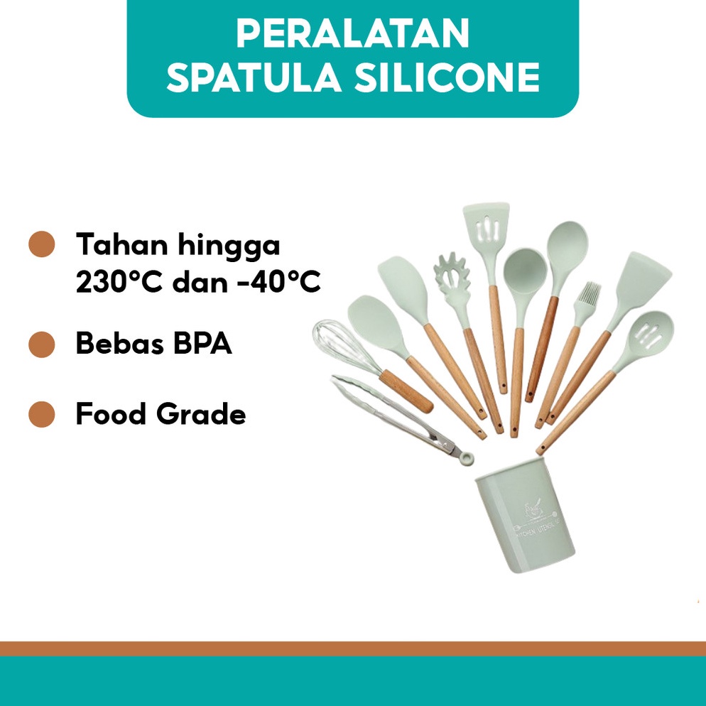 Lariza Set Alat Dapur Silikon Silicone Kitchen Set Spatula Tahan Panas Free Wadah
