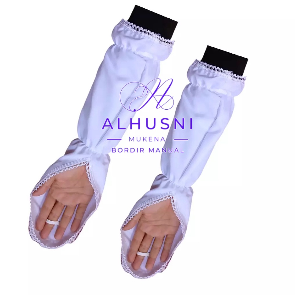 AMAN Sarung Tangan Solat Umroh Wanita Madinah Bahan Katun Aplikasi Renda cantik