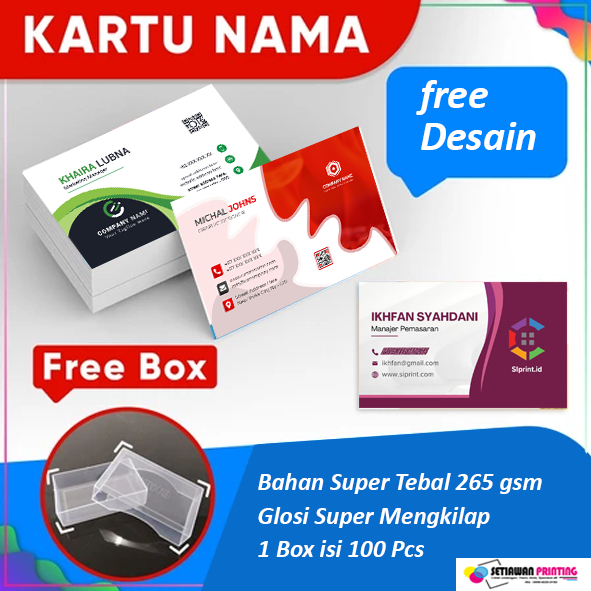 

Cetak Kartu Nama / isi 100 pcs + Gratis Kotak Kartu Nama