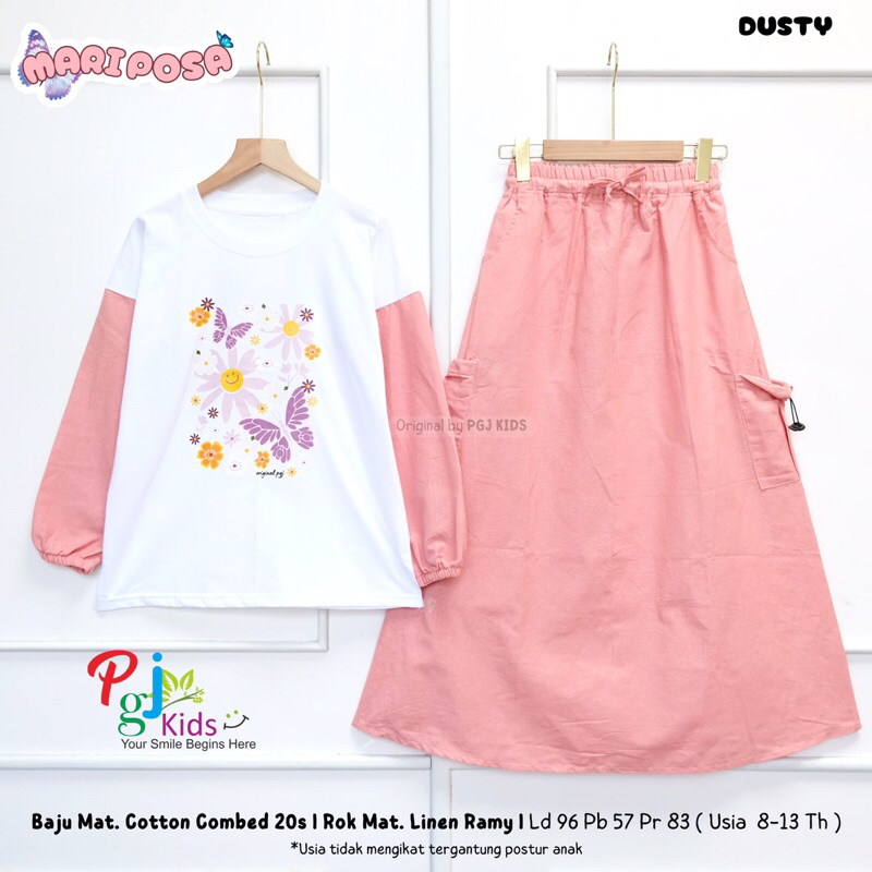Mariposa set kids untuk usia 8-13 tahun setelan anak perempuan set atasan rok cargo