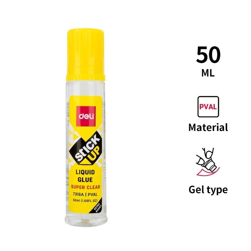 

DELI - E7316A Liquid Glue / Lem Cair Merekat Kuat tidak berbau bisa di cuci 50 ml