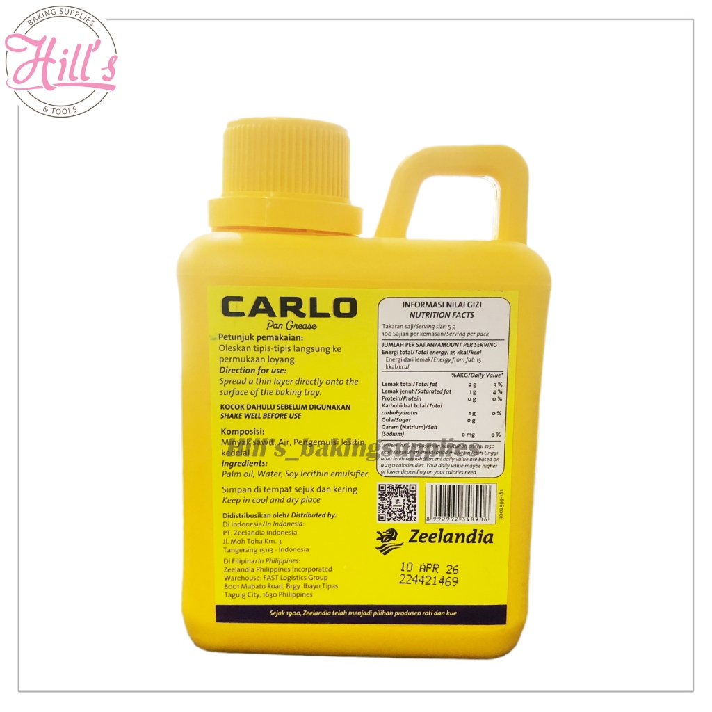 

CARLO PENGOLES LOYANG 500 gr ZEELANDIA / PAN GREASE MINYAK OLESAN 500gr