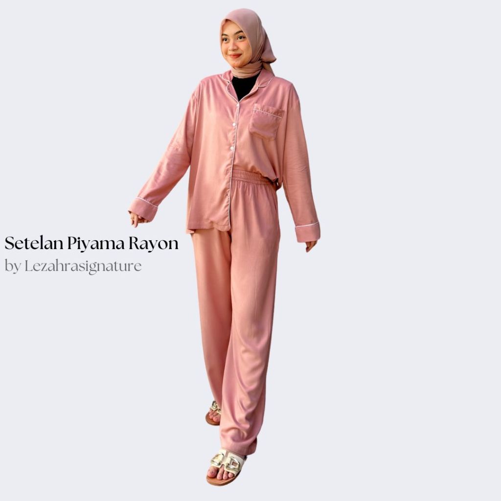Setelan Baju Tidur Celana Panjang Katun Rayon Premium Couple Pasangan Fit L- XXL Lezahrasignature Pi