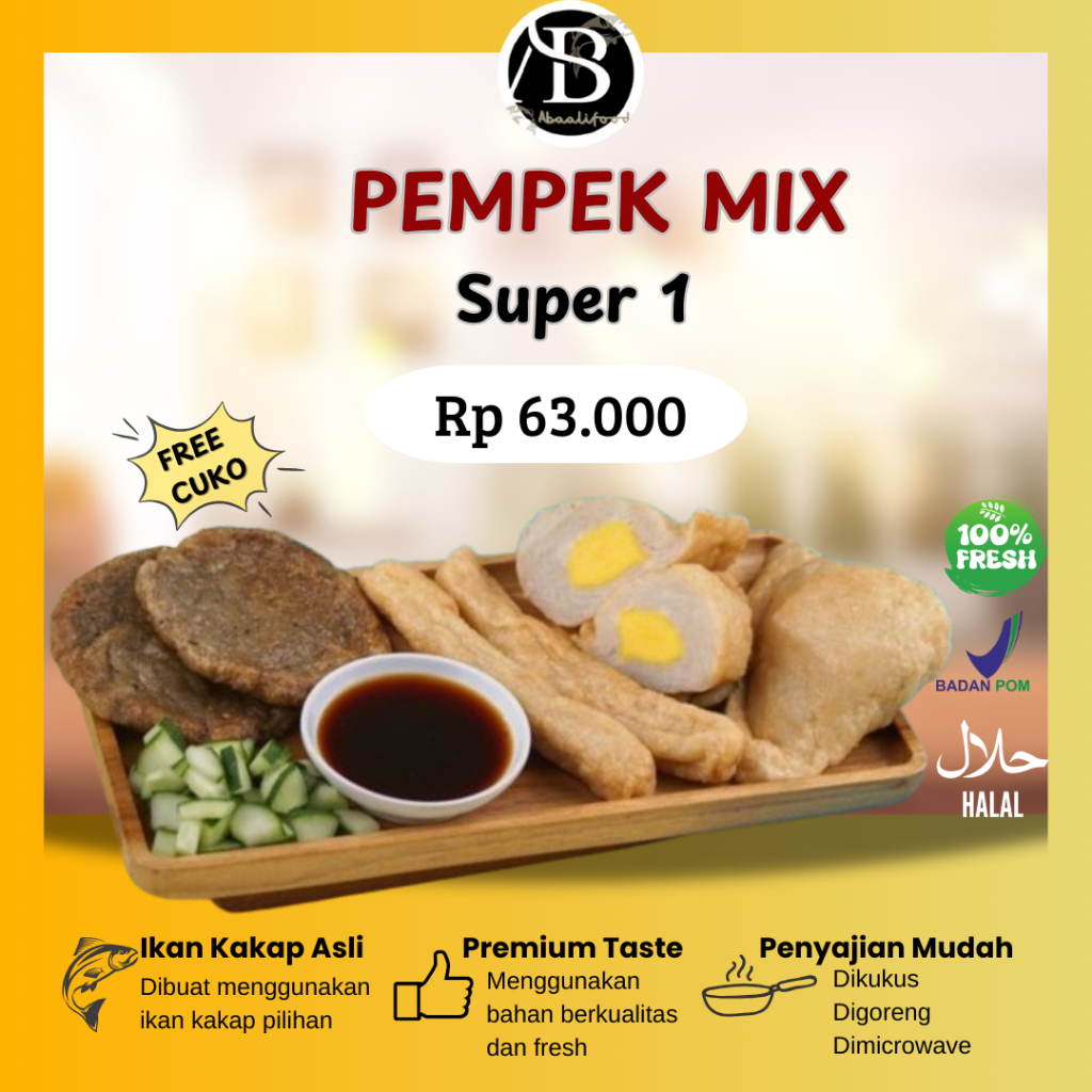 

[isi 16] Pempek Asli Palembang Super 1 Mpek-mpek frozen mix ikan tenggiri aslio Empek-Empek Super Asli isi 16 Jogja