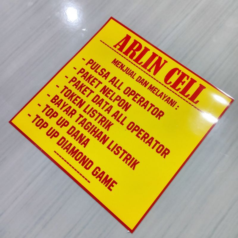 

Setiker Jualan pulsa vinyl anti luntur ukuran 20x20cm