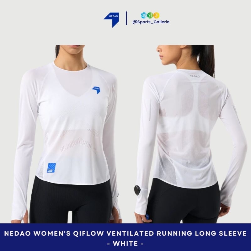 NEDAO Women QiFlow Ventilated Running Long Sleeve White