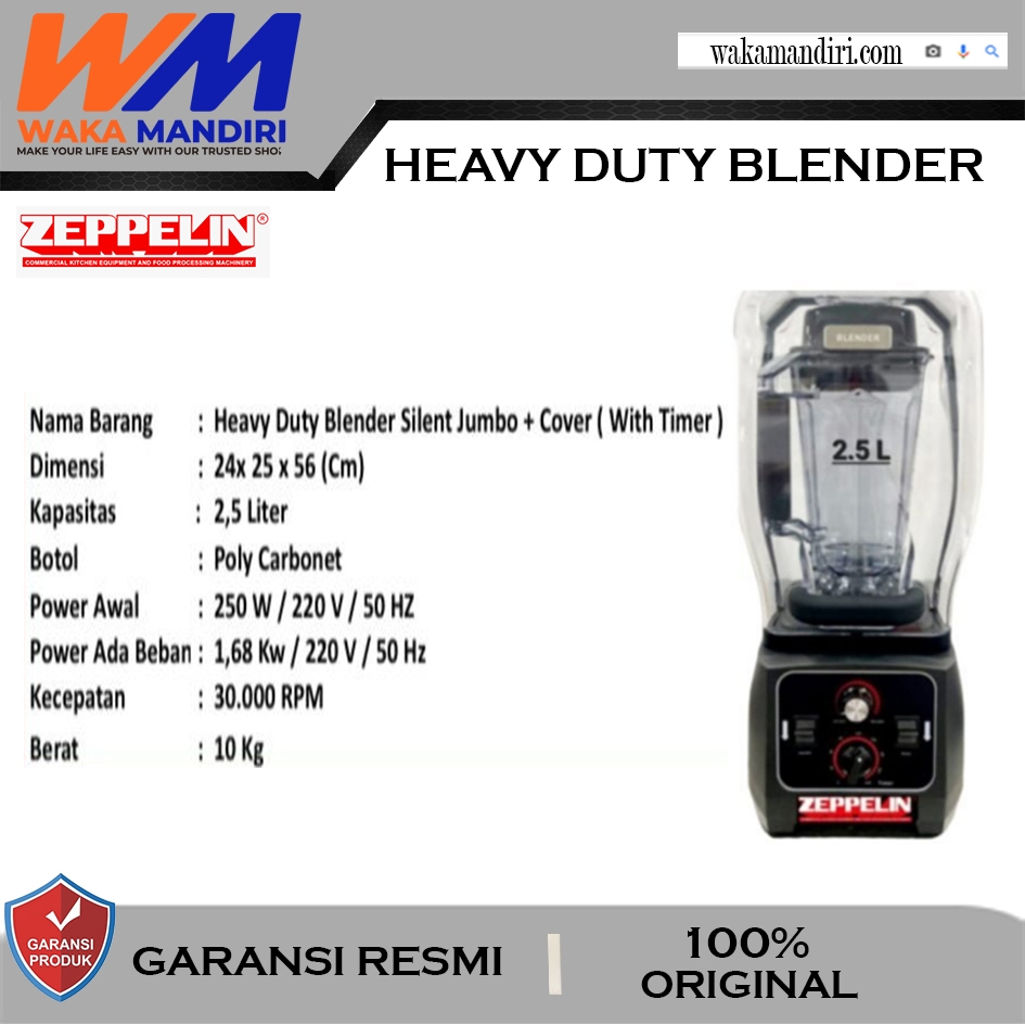 Zeppelin Blender Heavy Duty Silent Jumbo (With Timer) - + Cover