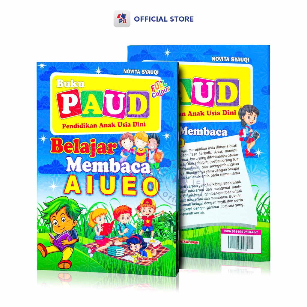Buku Belajar Membaca AIUEO / Buku PAUD Belajar Membaca AIUEO (Full Colour) / Giri Utama SIDOARJO - B