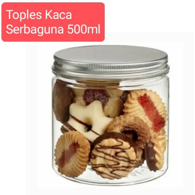 JUAL TOPLES KACA SERBAGUNA 500ML/ TORNILA JAR/ CANISTER SILVER LID/ TOPLES SERBAGUNA ST500