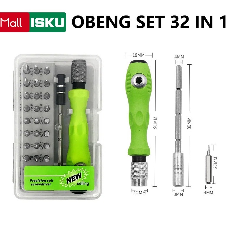 ISKU Obeng Set 32in1 Obeng Hp/Alat Perbaikan Obeng Magnet Multifungsi ,Set Obeng Manual Lengkap ,Kec
