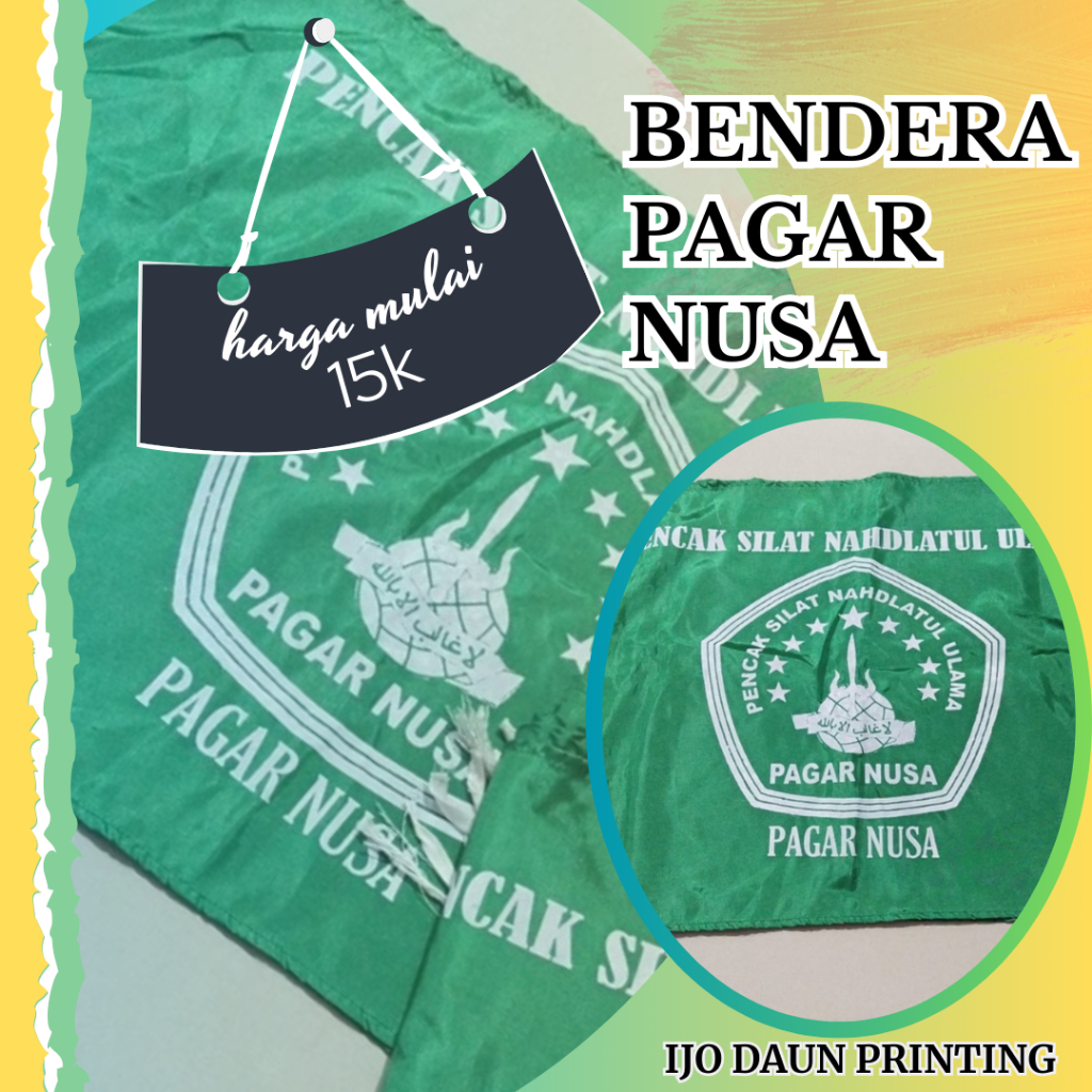 READY STOCK BENDERA PAGAR NUSA 90X60 || PENCAK SILAT NAHDLATUL ULAMA || SRIKANDI PAGAR NUSA || PAGAR