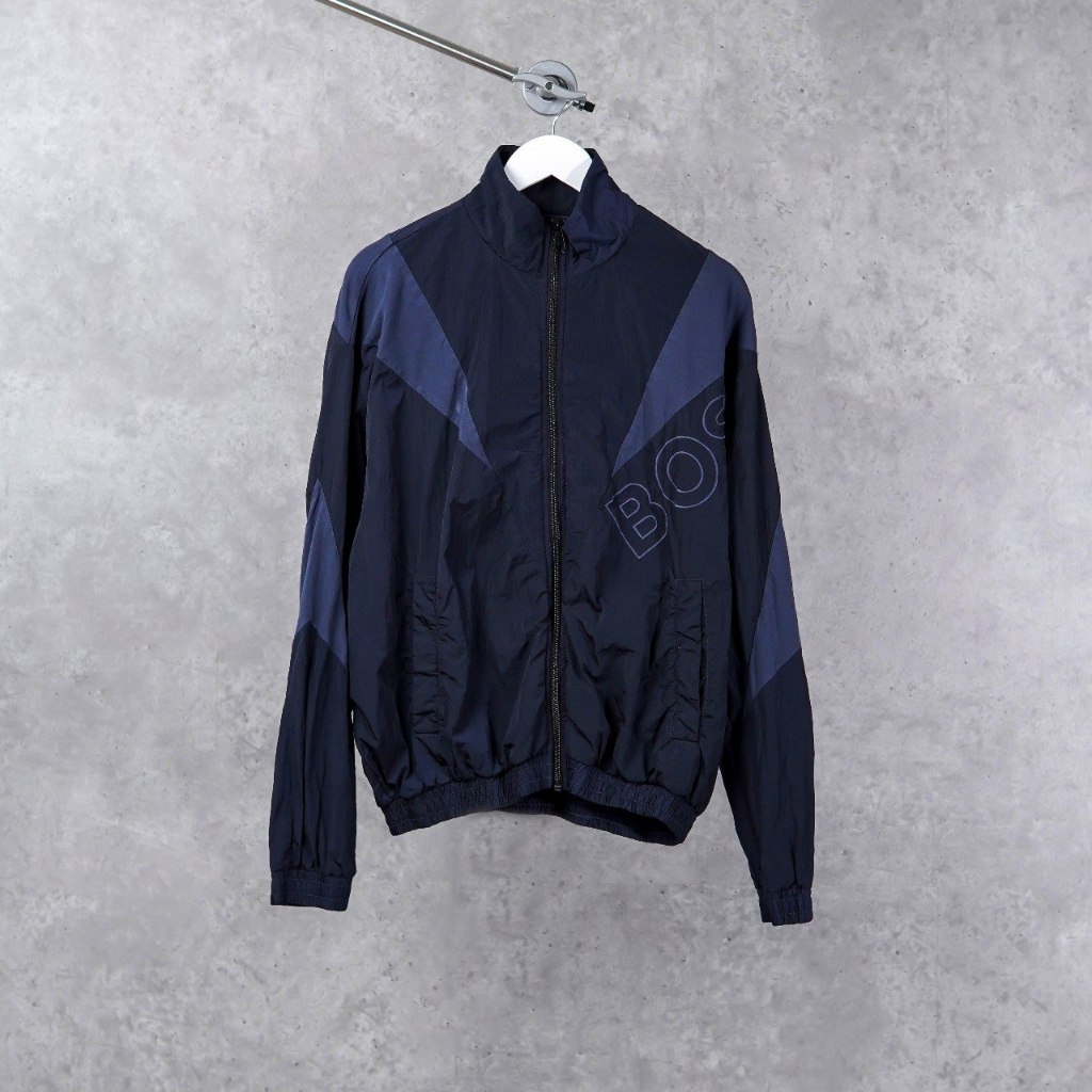 Jaket HUGO BOSS ZELON MULTI GRAPHIC GREY NAVY ZIP TRACK JACKET 100% ORIGINAL