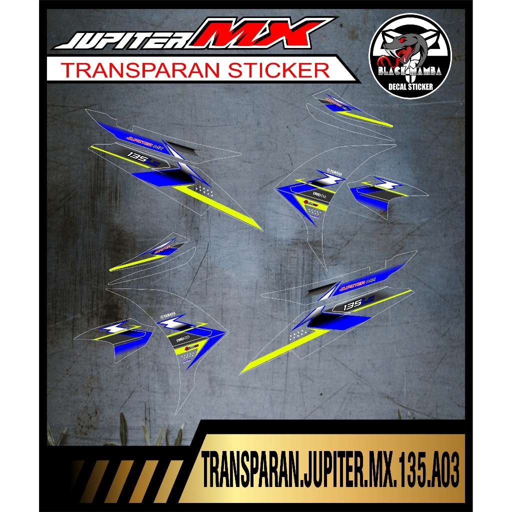 STRIPING TRANSPARAN NEW JUPITER MX 135  STICKER TRANSPARAN YAMAHA JUPITER MX 135 NEW A03